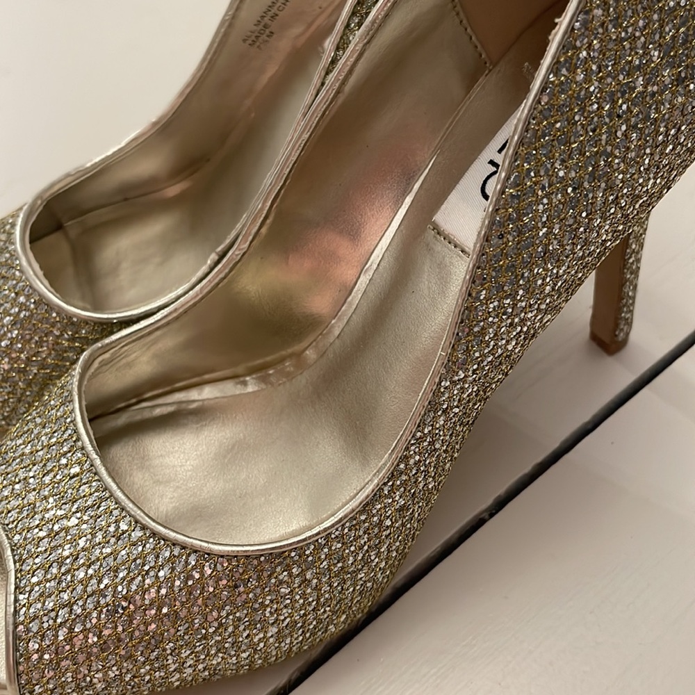 RSVP Gold OPEN Toe High Heel Shoes